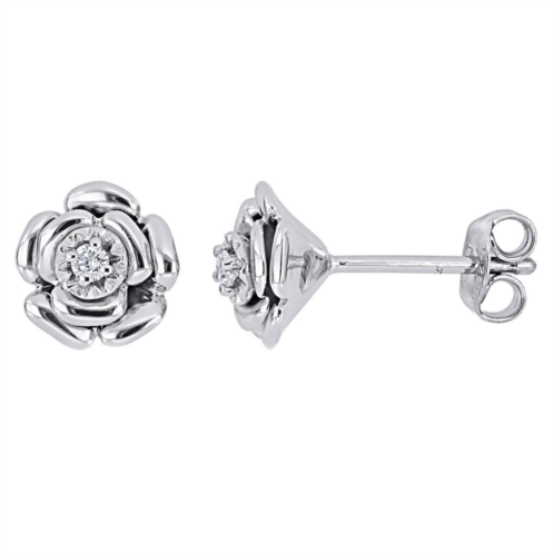 Stella Grace Sterling Silver Diamond Accent Flower Stud Earrings