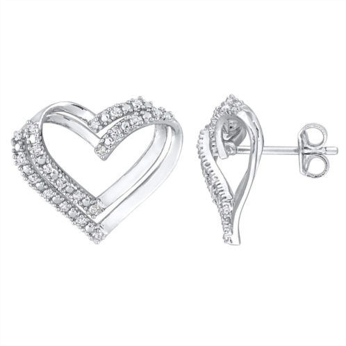 Stella Grace Sterling Silver 1/5 Carat T.W. Diamond Heart Earrings