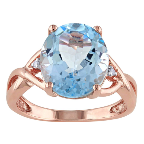 Stella Grace 18k Rose Gold Over Silver Sky Blue Topaz & Diamond Accent Cocktail Ring