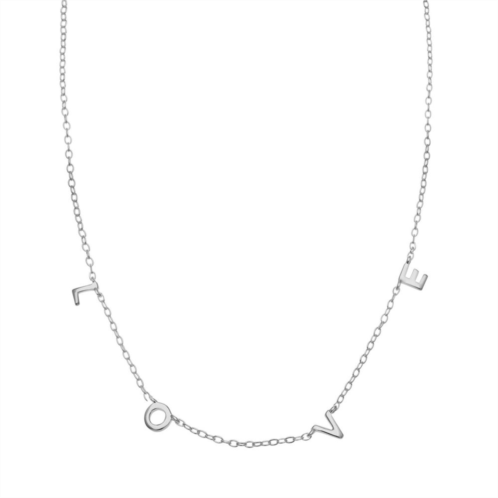 PRIMROSE Sterling Silver LOVE Pendant Stations Chain Necklace