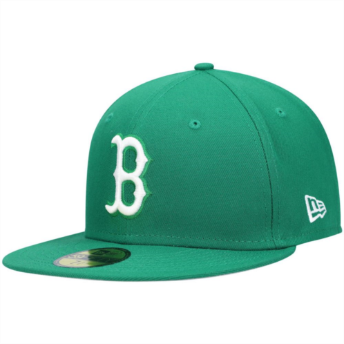 Mens New Era Green Boston Red Sox Logo White 59FIFTY Fitted Hat
