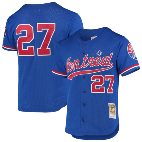 Mens Mitchell & Ness Vladimir Guerrero Blue Montreal Expos Cooperstown Collection Mesh Batting Practice Button-Up Jersey