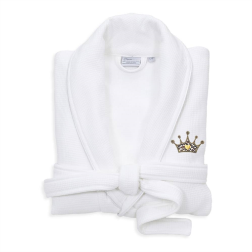 Linum Home Textiles Turkish Cotton Waffle Terry Bathrobe with Satin Piped Trim & Embroidery