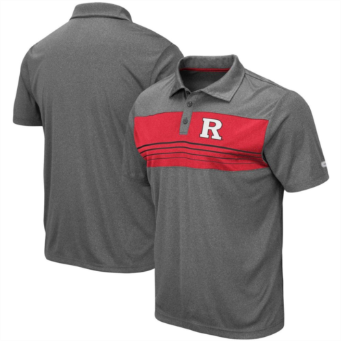 Mens Colosseum Heathered Charcoal Rutgers Scarlet Knights Smithers Polo