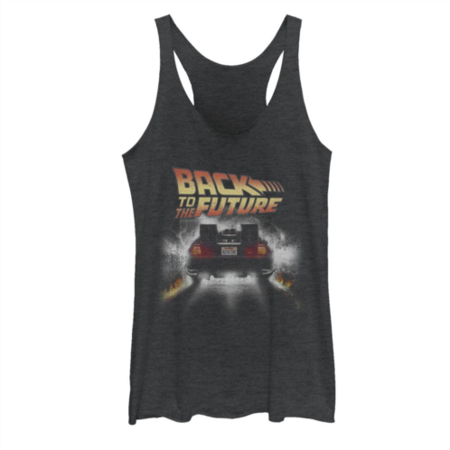 Licensed Character Juniors Back To The Future Vintage DeLorean Peel Out Graphic Tank Top