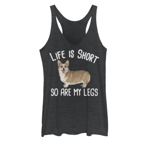 Unbranded Juniors Life Is Short So Are My Legs Corgi Dog Graphic Tank Top