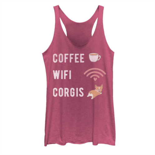 Unbranded Juniors Coffee Wifi Corgis Graphic Tank Top