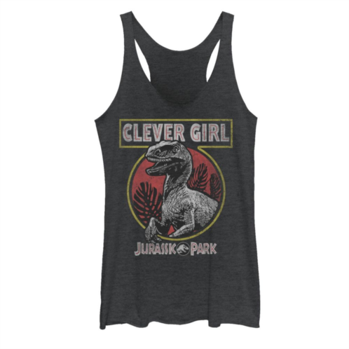 Licensed Character Juniors Jurassic Park Clever Girl Raptor Roar Circle Logo Tank Top