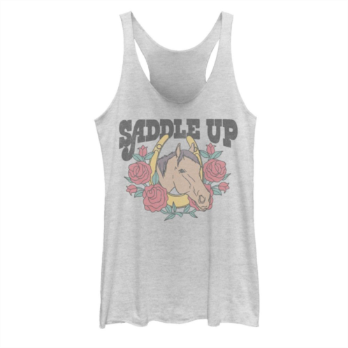 Unbranded Juniors Saddle Up Floral Horse Graphic Tank Top
