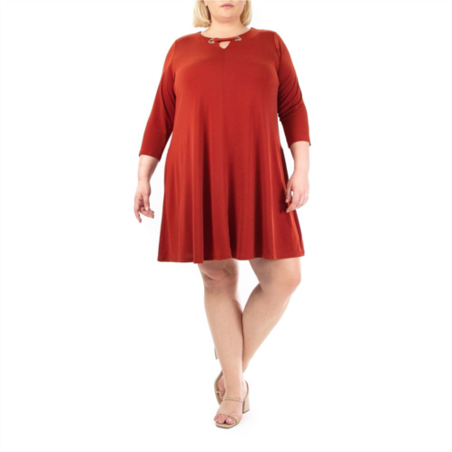 Plus Size Nina Leonard Grommet Notchneck Dress