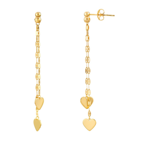 Unbranded 14k Gold Double Heart Linear Drop Earrings