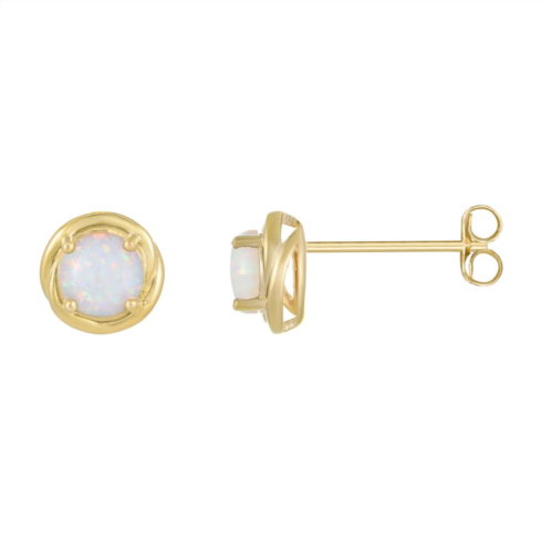 Gemminded 18k Gold Plated Sterling Silver & Lab-Created Opal Round Stud Earrings