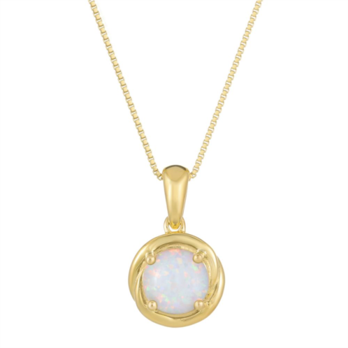 Gemminded 18k Gold Plated Sterling Silver Lab-Created Opal Circle Pendant Necklace