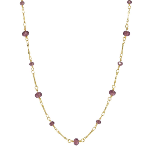 1928 Purple Beaded Chain Station Necklace