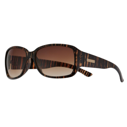 Womens Nine West 58mm Brown Striated Plastic Rectangle Sunglasses