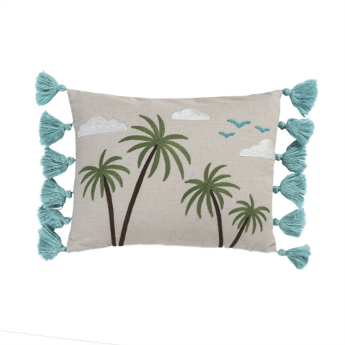 Homthreads Beach Days Palm Tassel Pillow