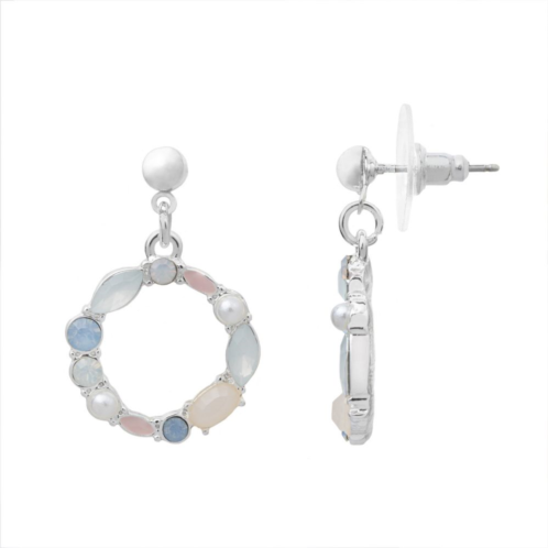 LC Lauren Conrad Silver Tone Simulated Crystal & Simulated Pearl Hoop Drop Earrings