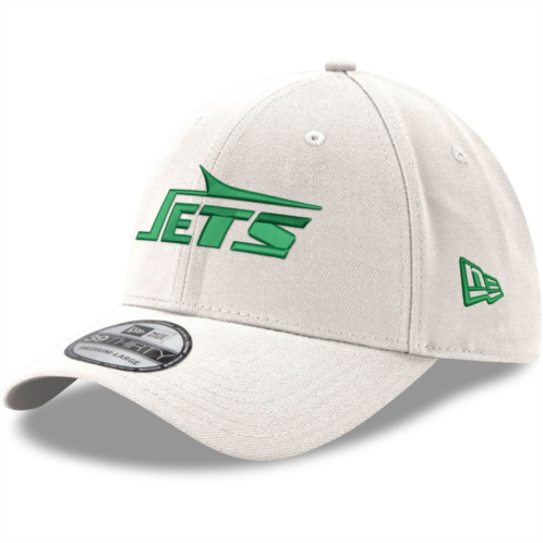 Mens New Era White New York Jets Throwback Wordmark Iced II 39THIRTY Flex Hat