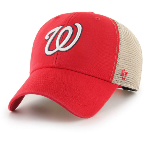 Unbranded Mens 47 Red/Natural Washington Nationals Flagship Washed MVP Trucker Snapback Hat