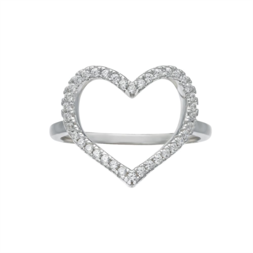 PRIMROSE Sterling Silver Cubic Zirconia Open Heart Ring