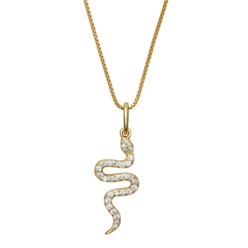 PRIMROSE Sterling Silver Cubic Zirconia Snake Pendant Necklace