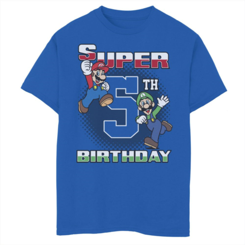 Licensed Character Boys 8-20 Nintendo Super Mario And Luigi Super Birthday 5th Birthday Portrait Graphic Tee