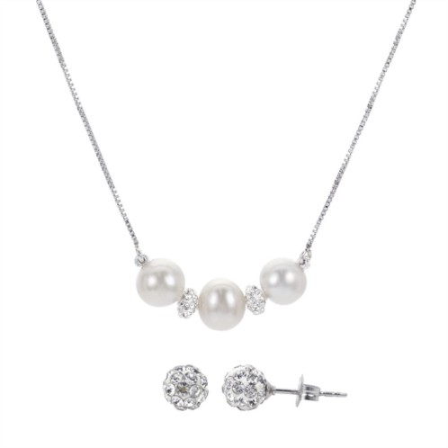 PearLustre by Imperial Freshwater Cultured Pearl & Crystal Bead Necklace & Earring Set