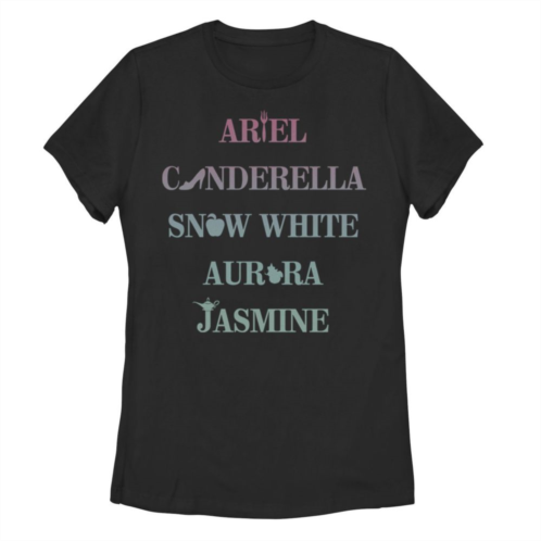 Licensed Character Juniors Disney Princess Ariel, Cinderella, Snow White & Jasmine Graphic Tee
