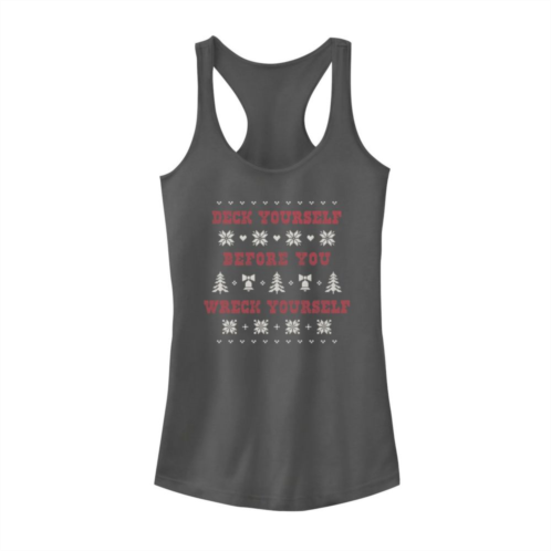Unbranded Juniors Christmas Deck Yourself Before You Wreck Yourself Tank Top