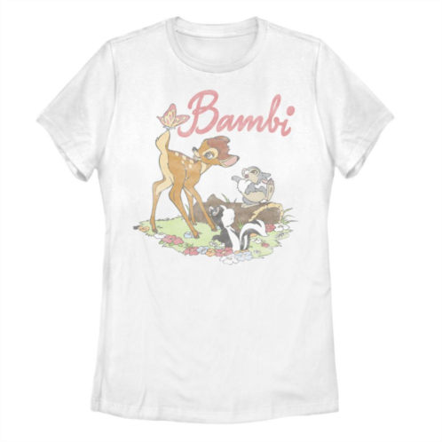 Licensed Character Juniors Disneys Bambi Group Shot Logo Graphic Tee