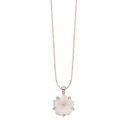 LC Lauren Conrad Rose Gold Tone & White Flower Pendant Necklace
