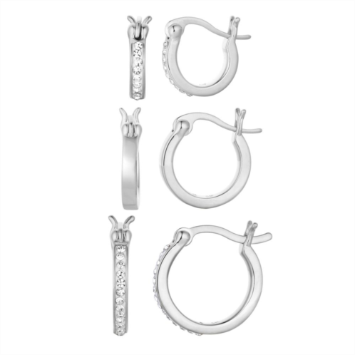 Chrystina Fine Silver Plated Simulated Crystal Hoop Earring Set