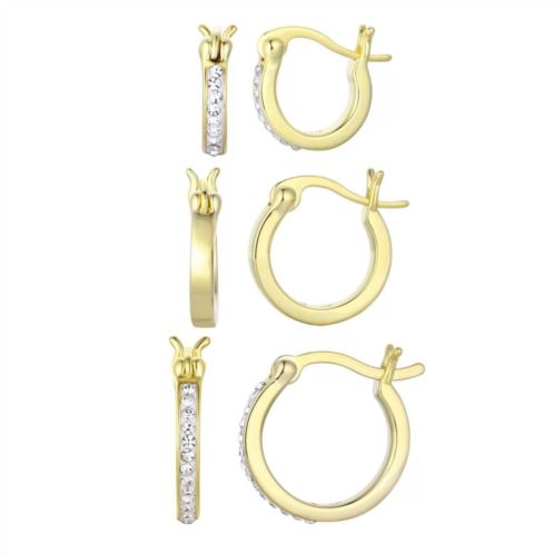 Chrystina 14k Gold Plated Simulated Crystal Hoop Earring Set