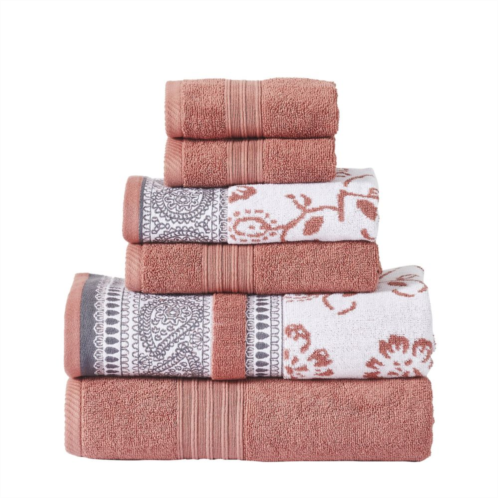 Modern Threads 6-piece Yarn Dyed Jacquard & Solid Bath Towel Set