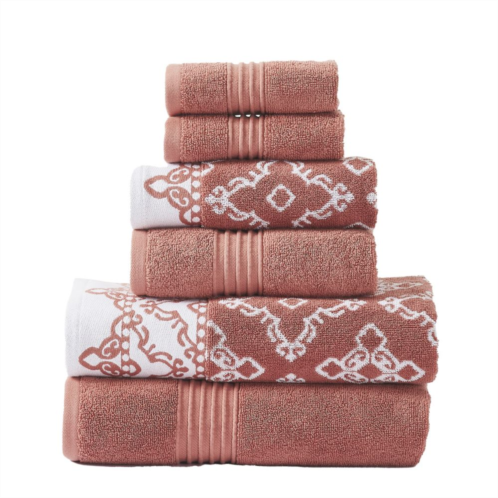 Modern Threads 6-Piece Yarn Dyed Jacquard/Solid Bath Towel Set