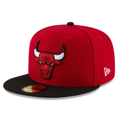 Mens New Era Red/Black Chicago Bulls Official Team Color 2Tone 59FIFTY Fitted Hat