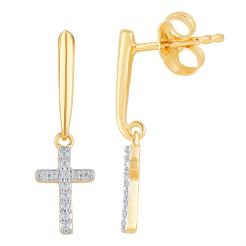 Unbranded 10k Gold 1/10 Carat T.W. Diamond Cross Dangle Earrings