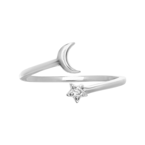 PRIMROSE Sterling Silver Moon & Cubic Zirconia Star Ring