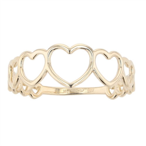 Au Naturale 14k Yellow Gold Graduated Hearts Ring