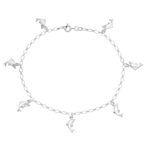 A&M Sterling Silver Dolphin Anklet