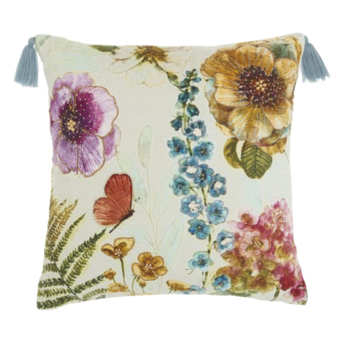 Mina Victory Sofia Embroidered Floral Garden Throw Pillow