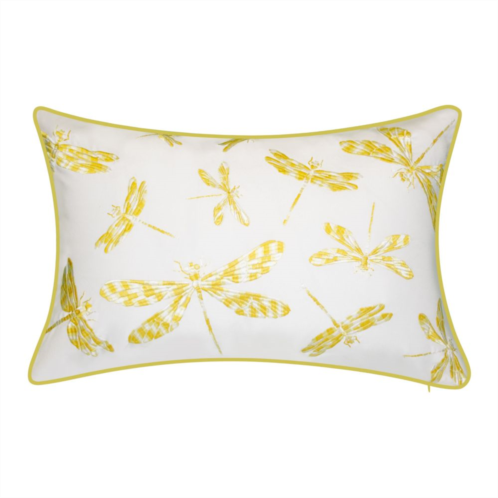 Edie at Home Edie@Home Indoor Outdoor Embroidered Dragonflies Throw Pillow