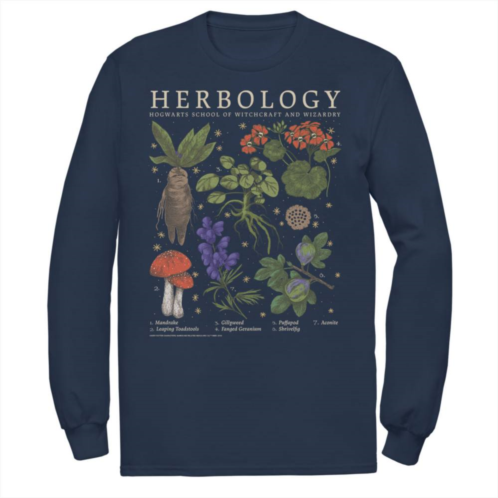 Mens Harry Potter Herbology Herb Refernce Grid Tee