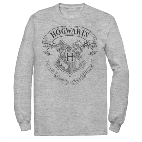 Mens Harry Potter Simple Hogwarts Crest Outline Tee