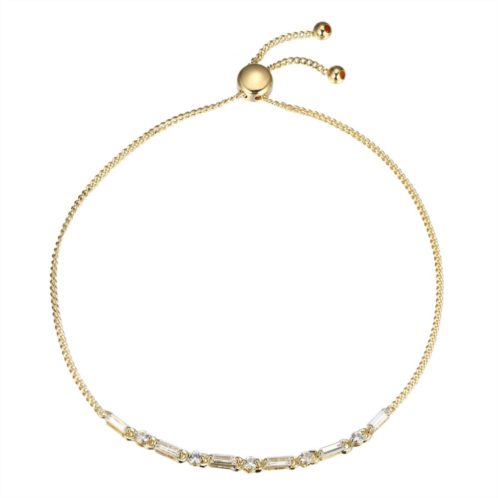 Unbranded 18k Gold Plated Sterling Silver Lab-Created White Sapphire Adjustable Bracelet