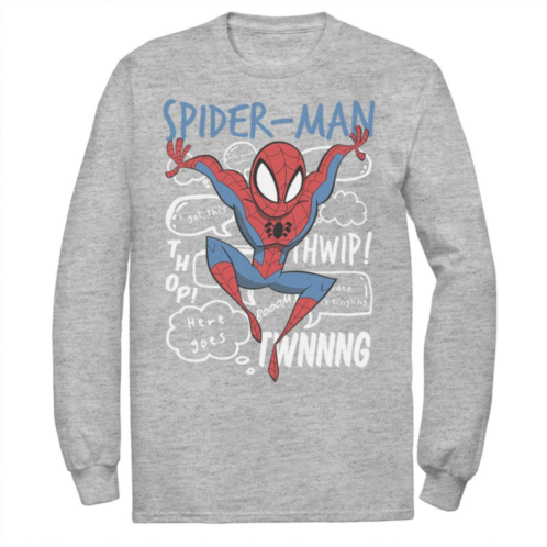 Mens Marvel Spider-Man Action Pose Comic Sound Effects Tee