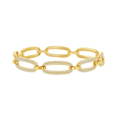 Unbranded 14k Gold Over Silver Cubic Zirconia Oval Link Bracelet