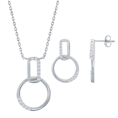 Unbranded Sterling Silver Cubic Zirconia Door Knocker Earring & Necklace Set