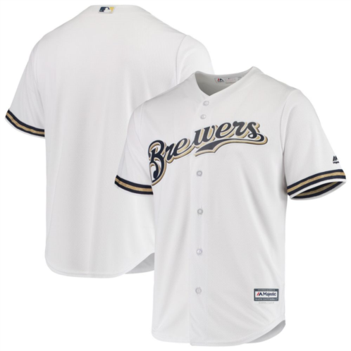 Mens Majestic White Milwaukee Brewers Team Official Jersey