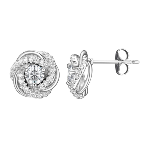 Tokens of Love Sterling Silver Lab-Created White Sapphire Birthstone Love Knot Stud Earrings